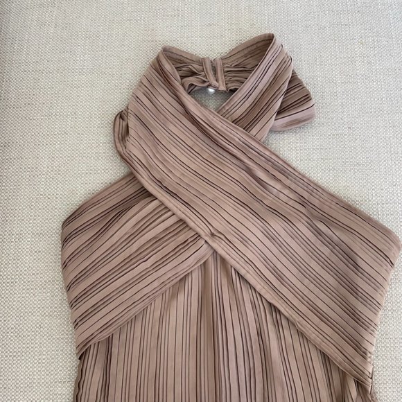 Claude Pleated Ona Top Brown Halter Size XS - Picture 2 of 8